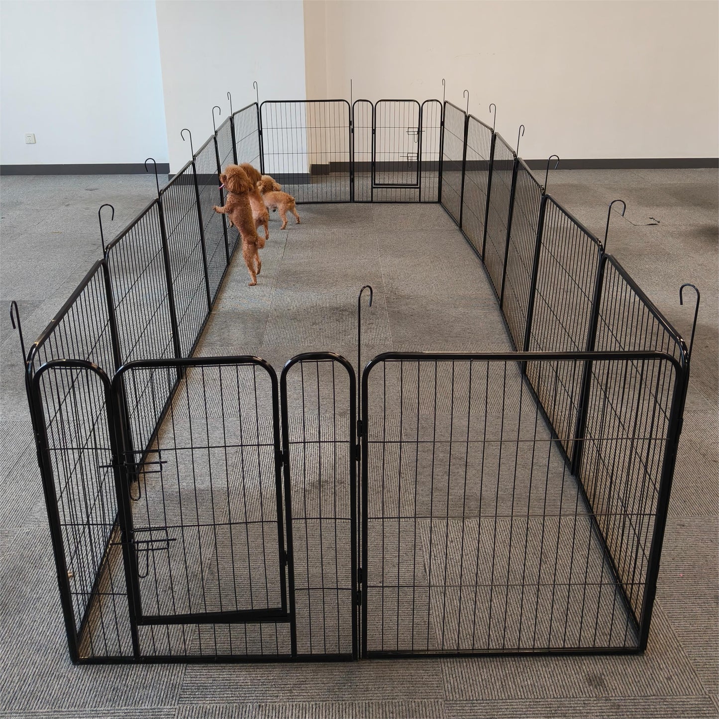 16-Panels Large Outdoor Indoor Iron Puppy Dog Fence Pet Dog Playpen