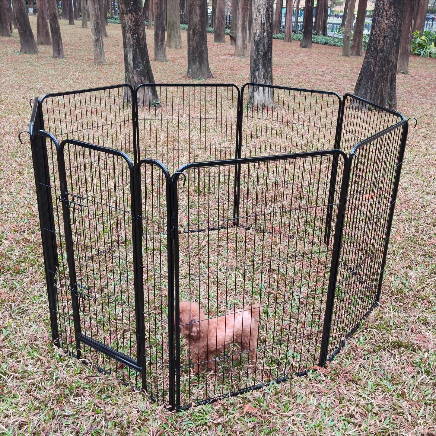 Large Outdoor Metal Puppy Dog Run Fence/8 Panels Iron Pet Dog Playpen