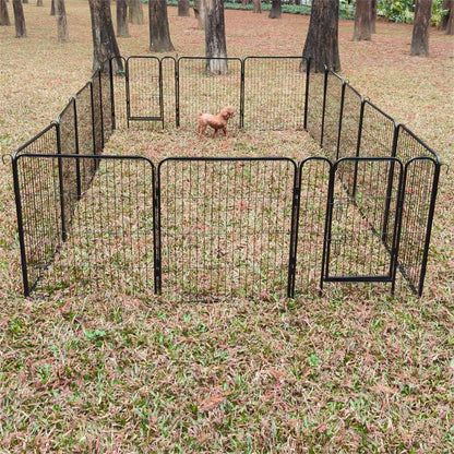 16-Panels Large Outdoor Indoor Iron Puppy Dog Fence Pet Dog Playpen