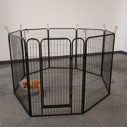 Large Outdoor Metal Puppy Dog Run Fence/8 Panels Iron Pet Dog Playpen
