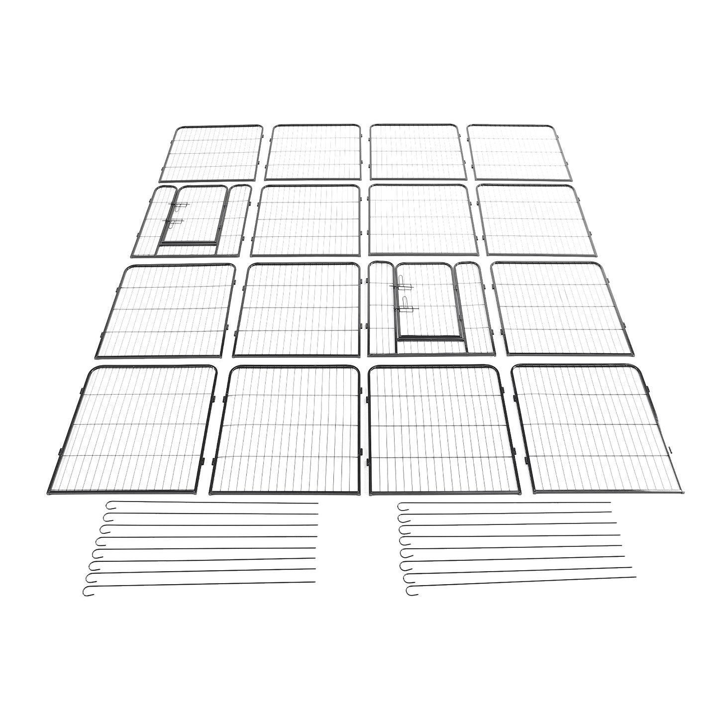 16-Panels Large Outdoor Indoor Iron Puppy Dog Fence Pet Dog Playpen