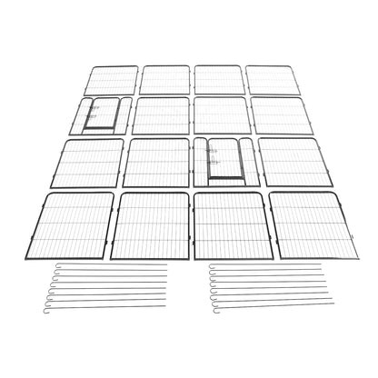 16-Panels Large Outdoor Indoor Iron Puppy Dog Fence Pet Dog Playpen