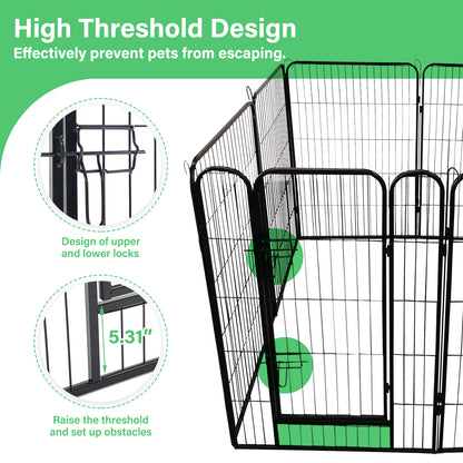 Large Outdoor Metal Puppy Dog Run Fence/8 Panels Iron Pet Dog Playpen