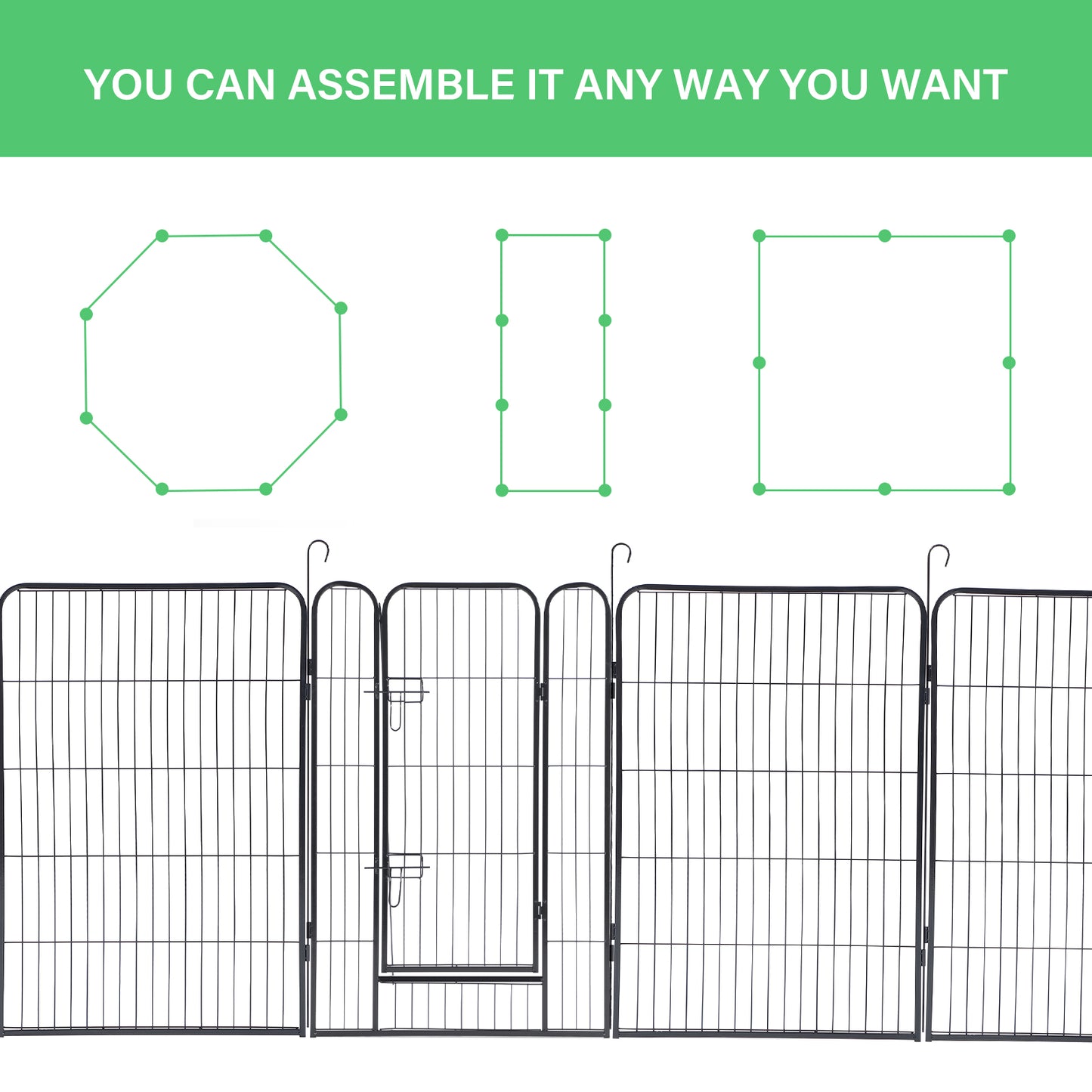 Large Outdoor Metal Puppy Dog Run Fence/8 Panels Iron Pet Dog Playpen