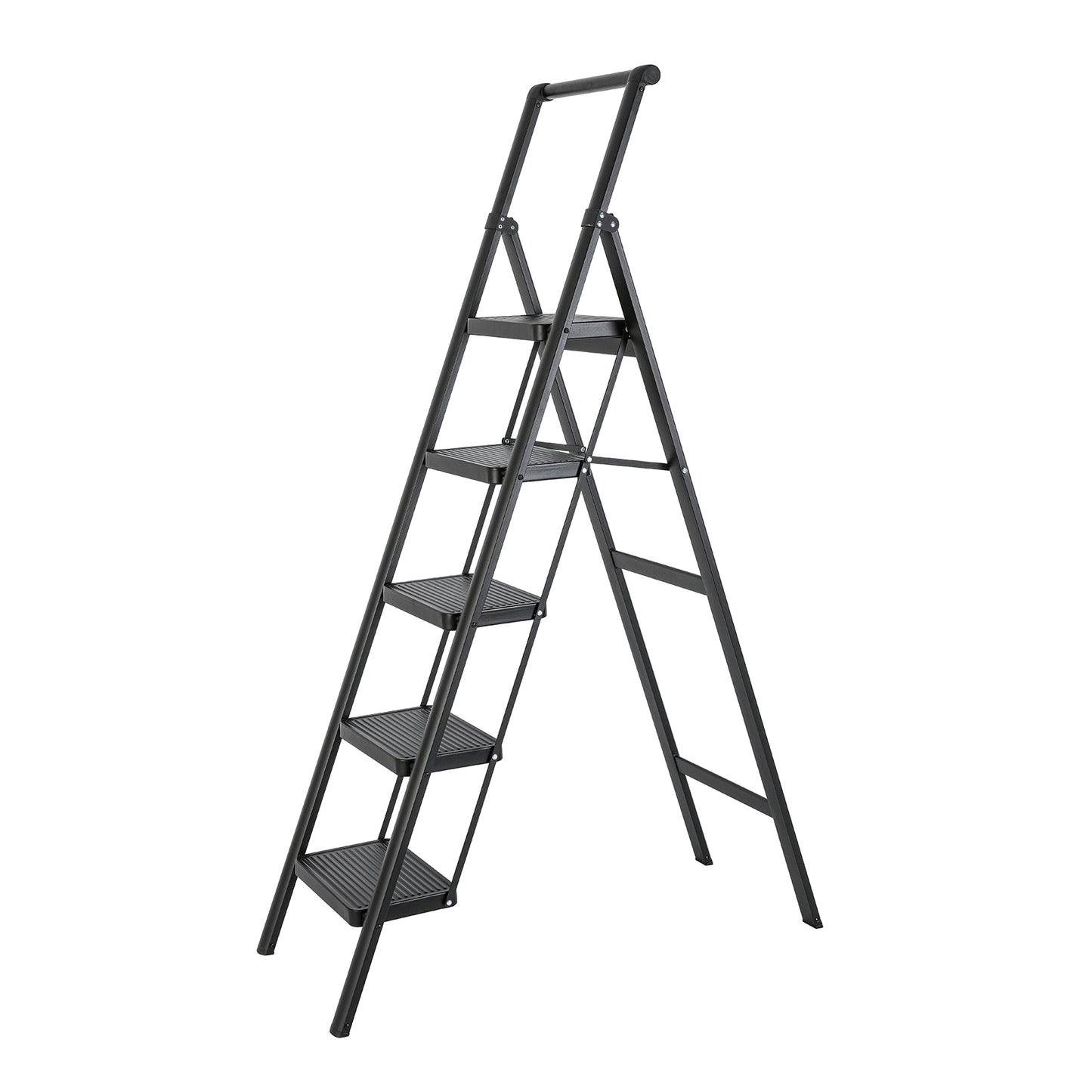 5-Step Steel Folding Step Stool Ladder 330 lbs. Load Capacity (1.5 ft. Industry Standard Ladder Height),Black