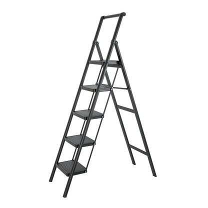 5-Step Steel Folding Step Stool Ladder 330 lbs. Load Capacity (1.5 ft. Industry Standard Ladder Height),Black