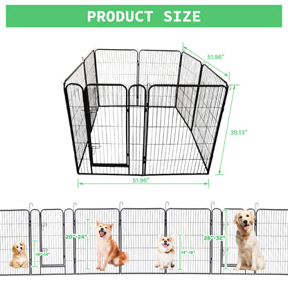 Large Outdoor Metal Puppy Dog Run Fence/8 Panels Iron Pet Dog Playpen