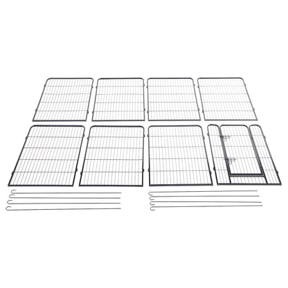 Large Outdoor Metal Puppy Dog Run Fence/8 Panels Iron Pet Dog Playpen