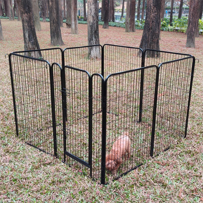 Large Outdoor Metal Puppy Dog Run Fence/8 Panels Iron Pet Dog Playpen