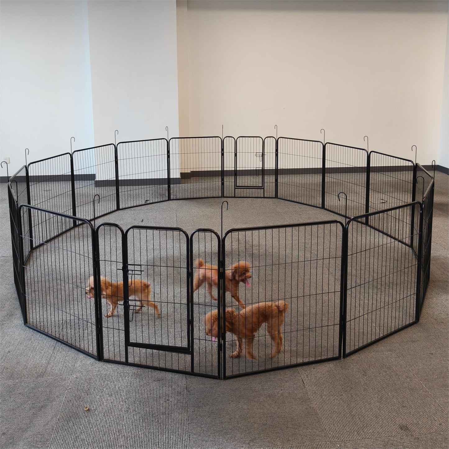 16-Panels Large Outdoor Indoor Iron Puppy Dog Fence Pet Dog Playpen