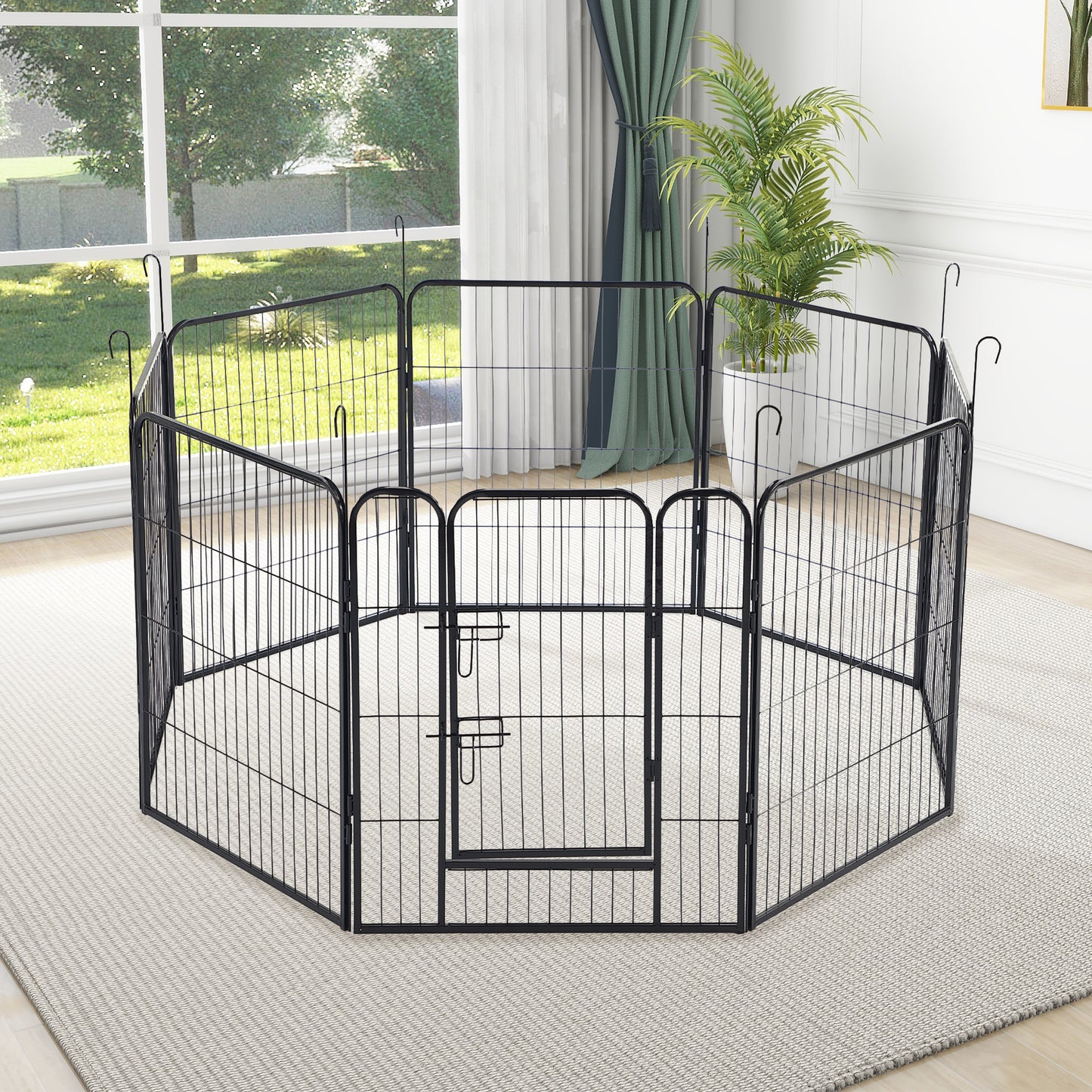 8-Panels Outdoor Indoor Iron Puppy Dog Fence Pet Dog Playpen