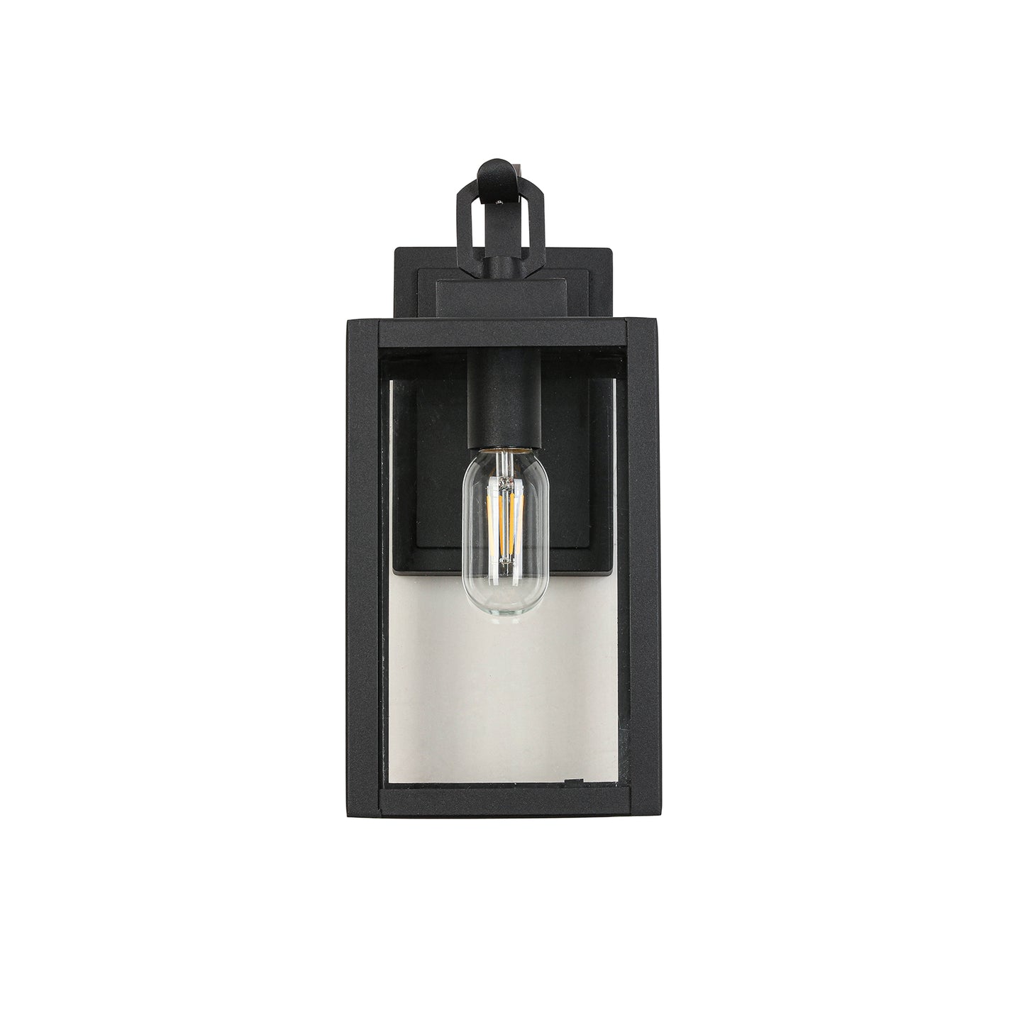 " 1-Light Matte Black Sensing Outdoor Hardwired Wall Sconce with No Bulb Included"