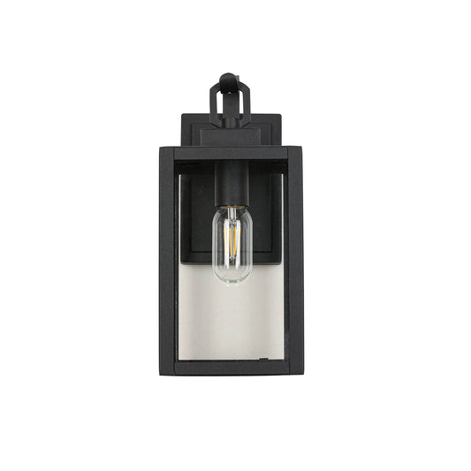 " 1-Light Matte Black Sensing Outdoor Hardwired Wall Sconce with No Bulb Included"