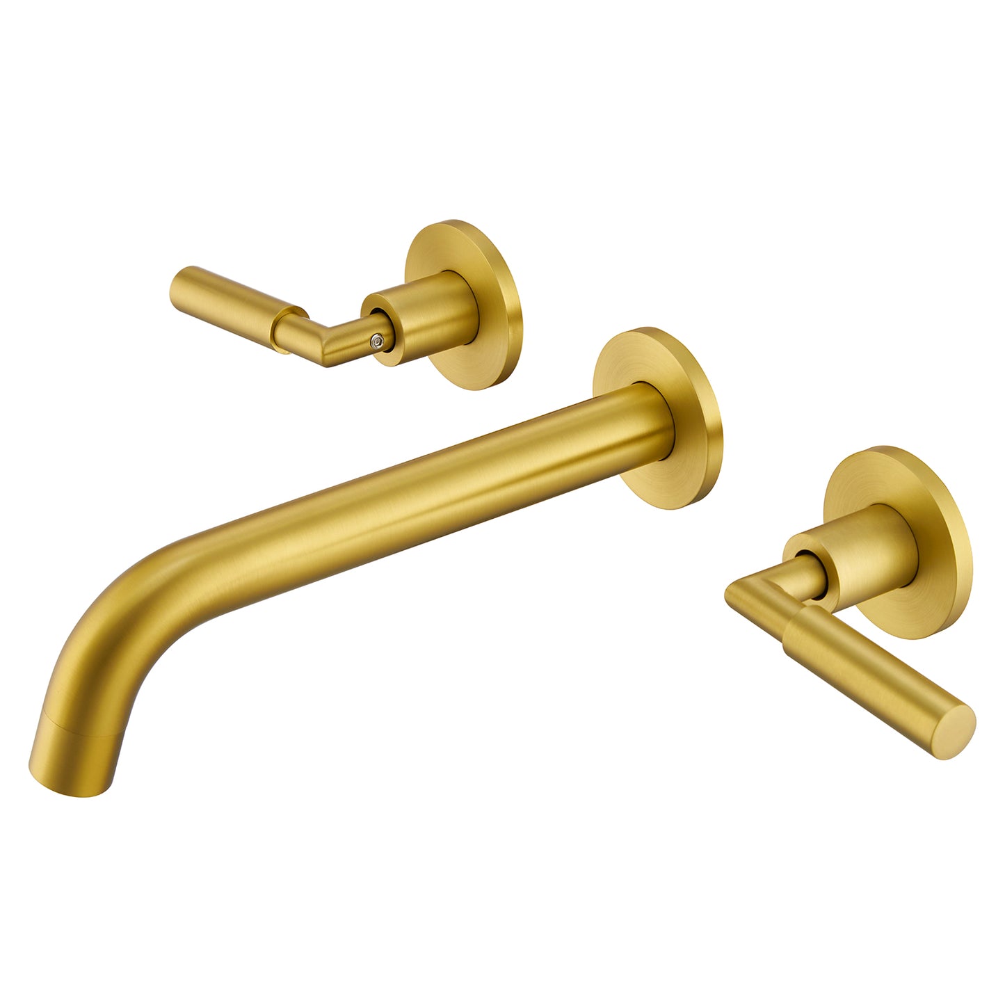 3-Hole 2-Handles Brass Wall-Mount Bathroom Faucet in Brushed Gold
