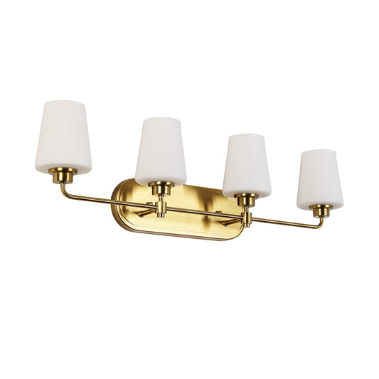 4-Light White Plus Gold Bathroom Vanity Light with Shade