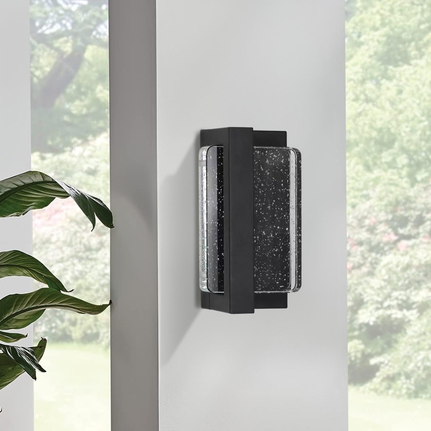 1-Light Matte Black not Motion Sensing LED Outdoor Hardwired Wall Lantern Sconce with No Bulbs Included