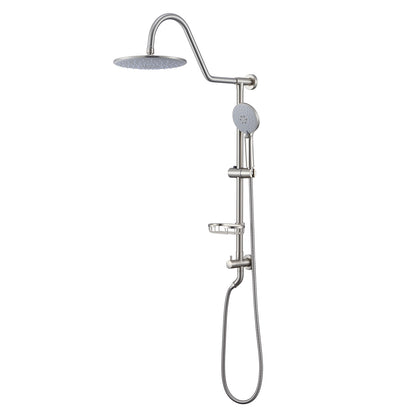 5 -Spray Patterns 8 in. 2.5 GPM Rain Wall Mount Dual Shower Heads with Handheld Shower System in Brushed Nickel