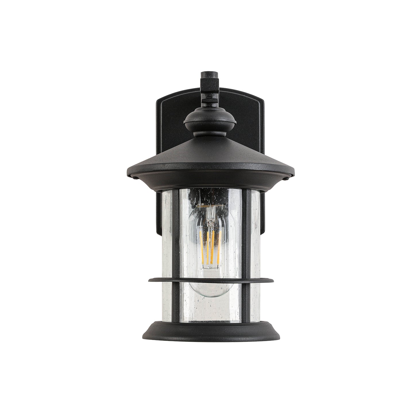 1 Waterproof Outdoor Wall Light, Clear Glass Sheet Outdoor Wall Light, Matte Black