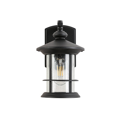 1 Waterproof Outdoor Wall Light, Clear Glass Sheet Outdoor Wall Light, Matte Black