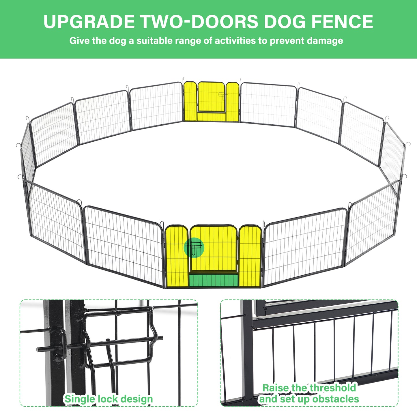 Portable Outdoor Folding 16-panel Heavy Duty Metal Pet Playpen