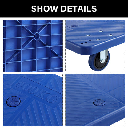 Foldable Push Hand Cart, Platform Truck with 880 lbs. Weight Capacity, Blue