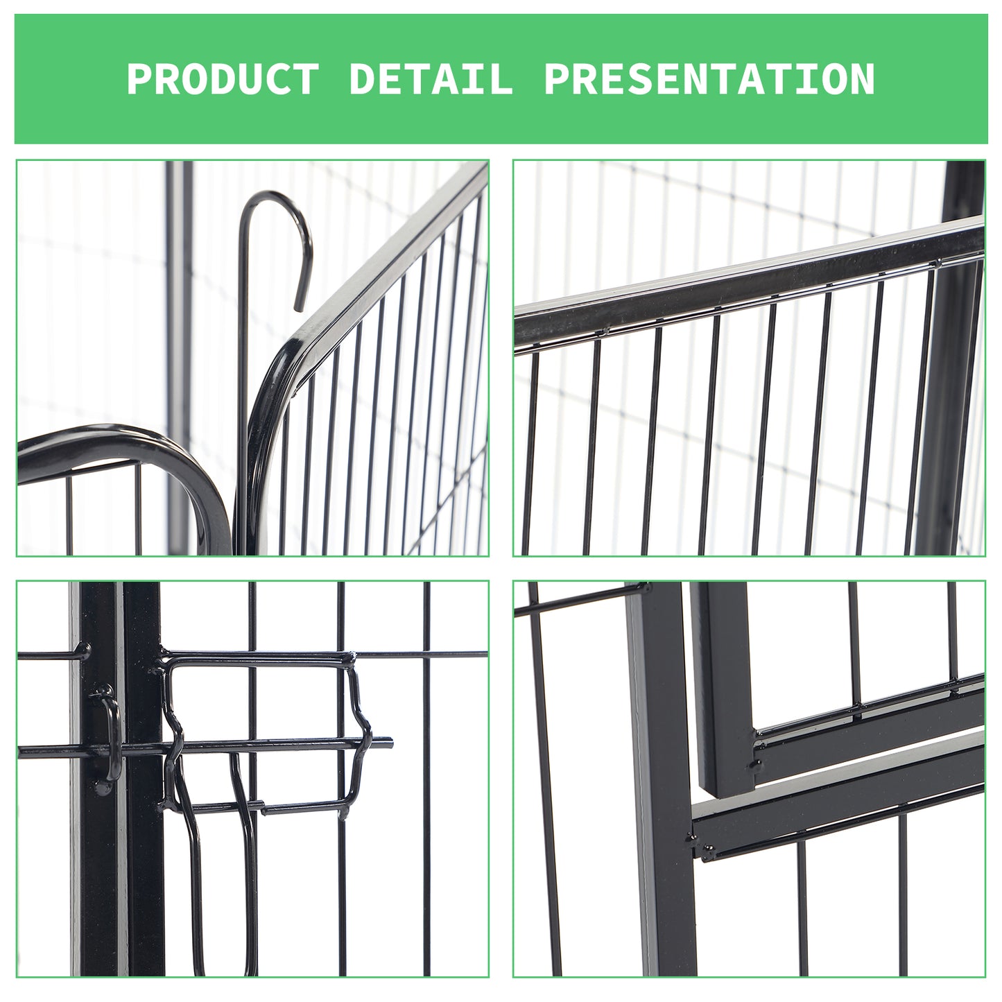 Large Outdoor Metal Puppy Dog Run Fence/8 Panels Iron Pet Dog Playpen
