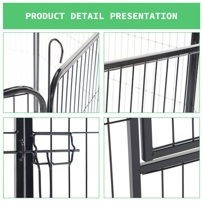 Large Outdoor Metal Puppy Dog Run Fence/8 Panels Iron Pet Dog Playpen