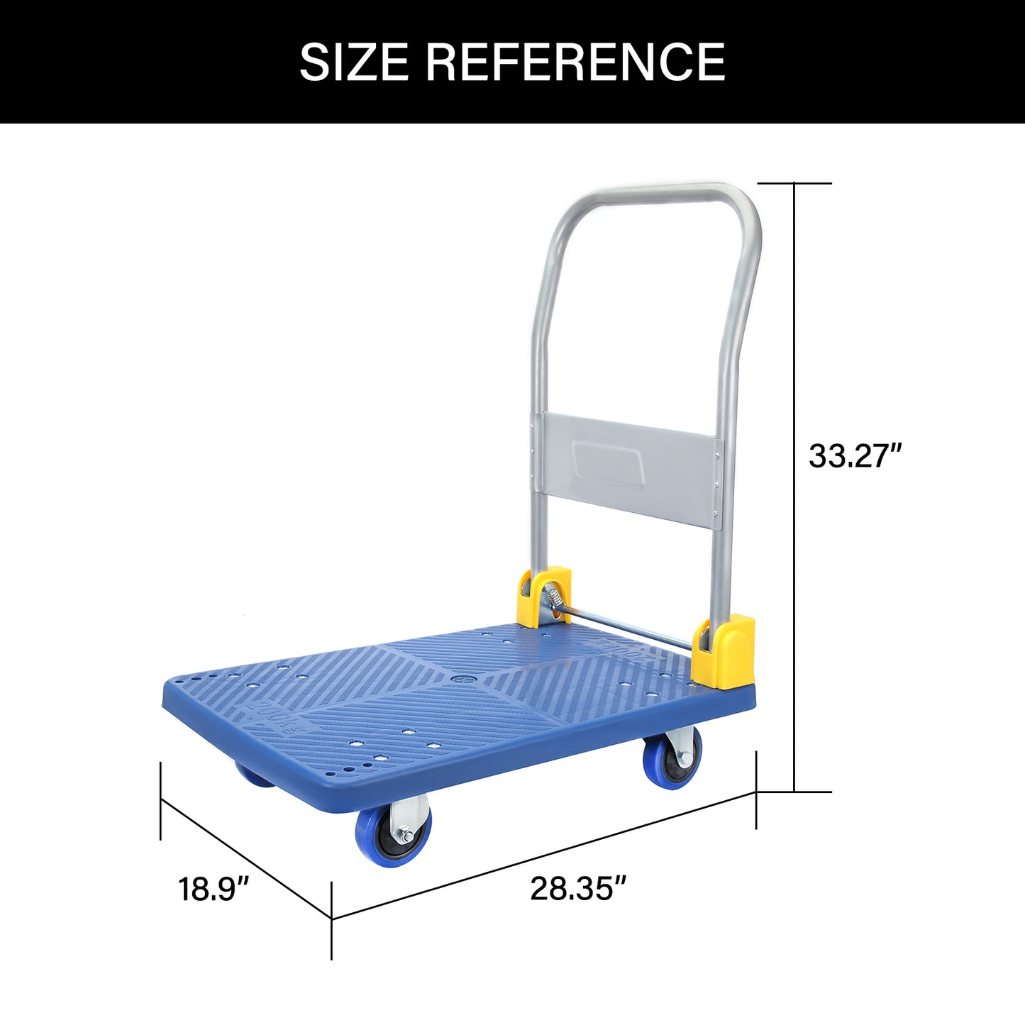 Foldable Push Hand Cart, Platform Truck with 440 lbs. Weight Capacity, Blue