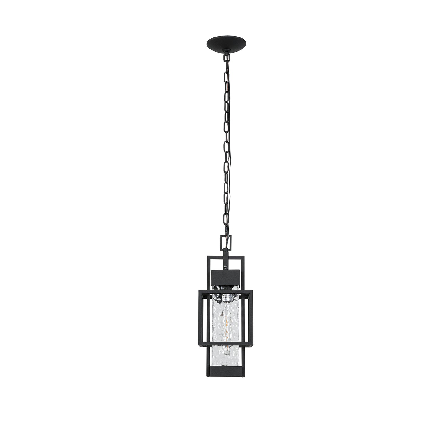 Matte Black Modern/Contemporary Textured Glass Linear Led Cfl Medium Outdoor Hanging Pendant Light
