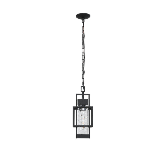 Matte Black Modern/Contemporary Textured Glass Linear Led Cfl Medium Outdoor Hanging Pendant Light