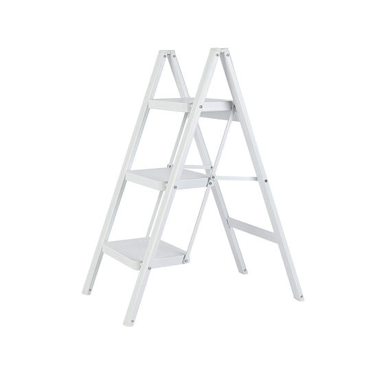3-Step Iron Folding Step Stool Ladder 330 lbs. Load Capacity Type IA Duty Rating (5.38 ft. Reach Height), White Questions & Answers