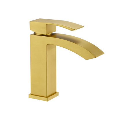 Single Handle Single Hole Bathroom Faucet Spot Resistant in Brushed Gold