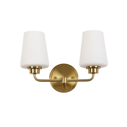 2-Light White Plus Gold Bathroom Vanity Light with Shade