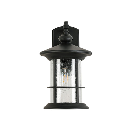 1 Waterproof Outdoor Wall Light, Clear Glass Sheet Outdoor Wall Light, Matte Black