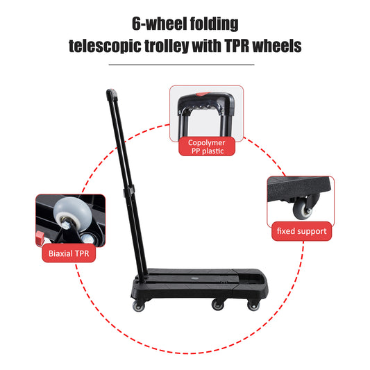 330 lbs. Folding Hand Truck, Dolly Cart for Moving, 6 Wheels Telescoping Hand Cart for Travel House Office Moving