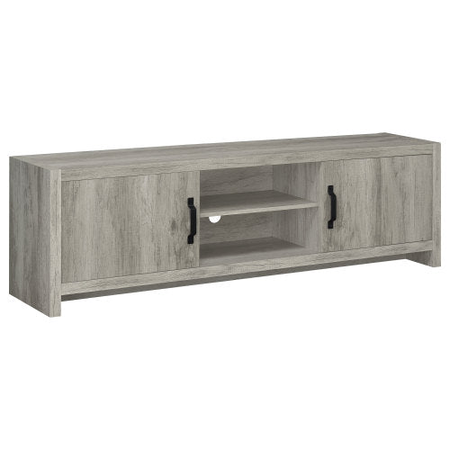 Grey Driftwood 71 Inch Modern Rustic TV Console with Adjustable Shelves