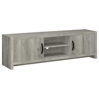 Grey Driftwood 71 Inch Modern Rustic TV Console with Adjustable Shelves