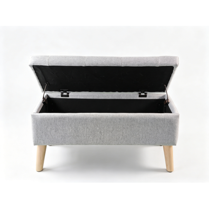 32 inch Upholstered Storage Ottoman Bench with Tray, Hidden Storage Footrest
