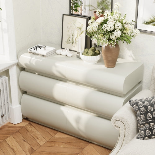 6 Drawer Dresser for Bedroom, White Dresser No Handle, Modern 6 Chest of Drawers with Wide Storage