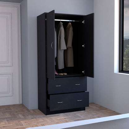 2-Doors 2-Drawers Armoire Black