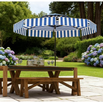 2-Tier Vented Patio Table Umbrella,Outdoor Market Umbrella,Patio Umbrella with Crank 8 Ribs,Tiltable Porch Umbrella,for Outdoor