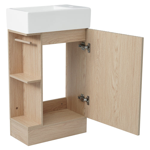 18.6" Bathroom Vanity with Sink, Bathroom Vanity Cabinet with Two-tier Shelf, Left or Right Orientation, Natural (Old Sku:WF308491AAN)