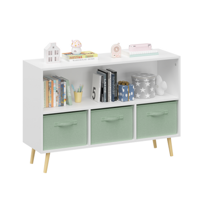 Kids Bookcase with Fabric Drawers and Toy Storage Organizer