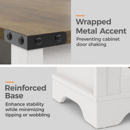 White & Oak Farmhouse Charging Nightstand