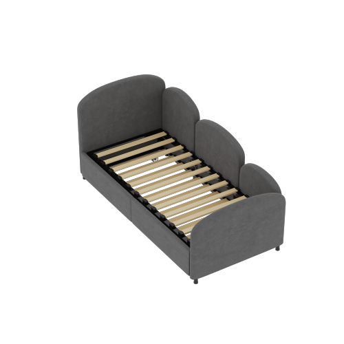 Twin Size Twin Size Bed frames With An Another Bed frame, Velvet Upholstered Daybed, Modern Sofa Bed Daybed Frame for Bedroom Living Room, Suitable for Living Room, Kids Room, Bedroom (Ddry Gray)