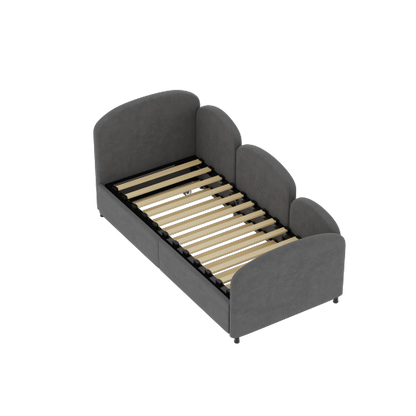 Twin Size Twin Size Bed frames With An Another Bed frame, Velvet Upholstered Daybed, Modern Sofa Bed Daybed Frame for Bedroom Living Room, Suitable for Living Room, Kids Room, Bedroom (Ddry Gray)