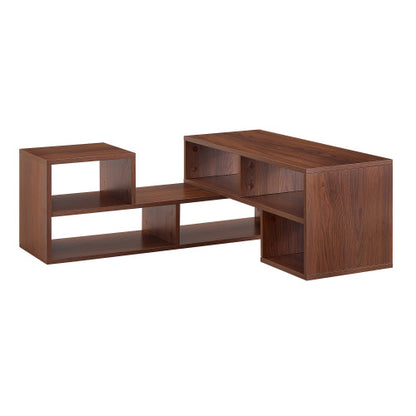 Dark Walnut Modular TV Stand with Open Storage Entertainment Center