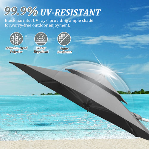 Round Cantilever Umbrella with Center Pole, Gray (Base Not Included)