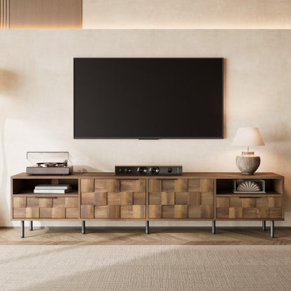 78.7 inch Natural Mid Century TV Stand 2 Drawer Media Cabinet Supports Up To 85 Inch TV