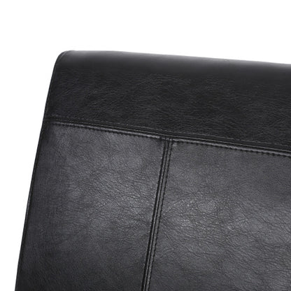T-Stitch PU Leather Dining Side Chairs, Set of 2, Black